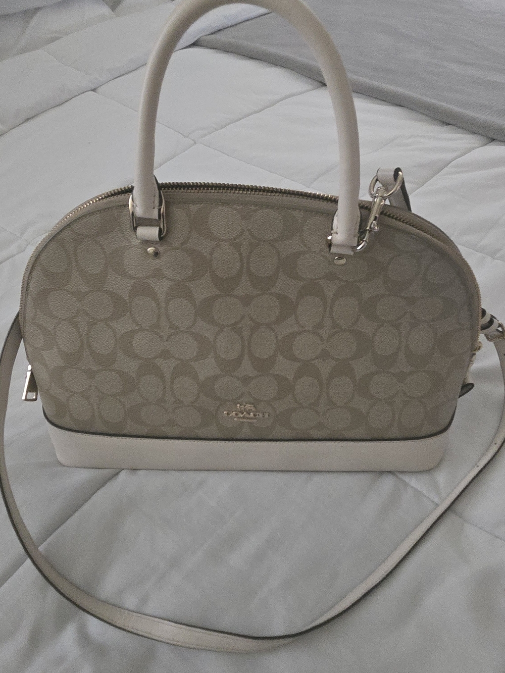 Coach Dome Satchel in Khaki and Chalk